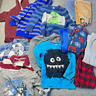 Boys 5T Lot Winter Clothes Pants Long Sleeves Pajama Set Hoodie Zip Up 15 Pieces • $30