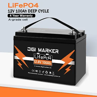 100Ah 12V Lithium Iron Phosphate Battery LiFePO4 Deep Cycle Rechargeable BMS RV • $399