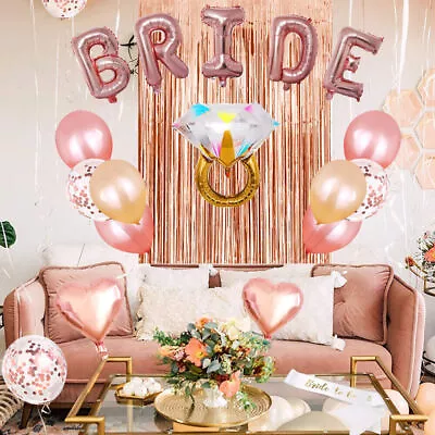 Bachelorette Party Decoration Kit Rose Gold Bridal Shower Party Balloons Ring • $20.39