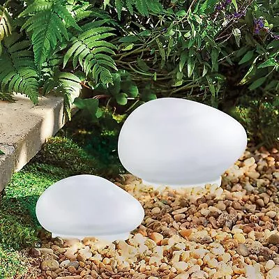 Outdoor Waterproof Decorative Stone Garden Ornament. Pair Of Pebble Solar Ground • £33.99