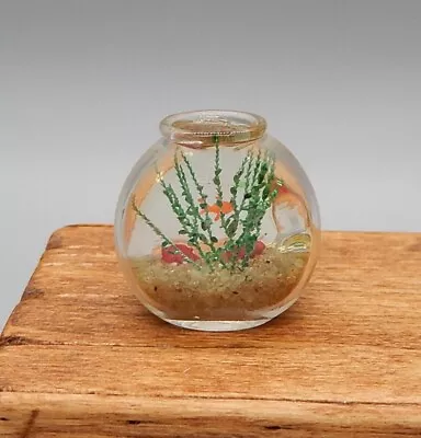 Vintage Glass Fish Bowl With Gold Fish Artisan Dollhouse Miniature 1:12 • $9.99