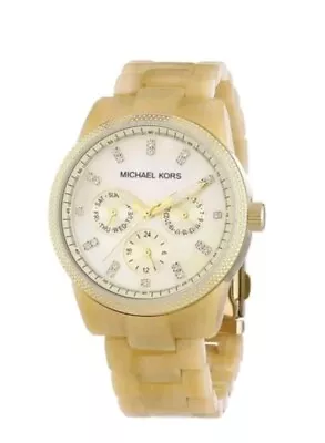 Michael Kors Ritz Horn Chronograph MK5039 Watch Gold EUC Battery Works MSRP $150 • $69