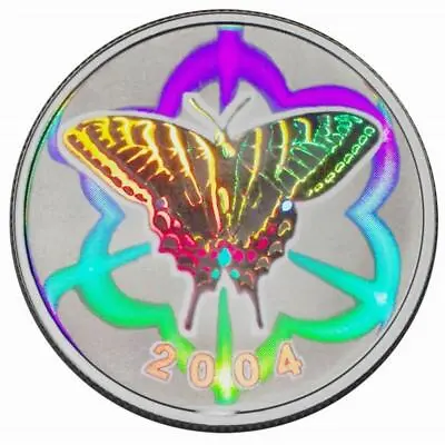 $29.44 • Buy 2004 Canada 50 Cent Tiger Swallowtail Butterfly Sterling Silver Hologram Coin