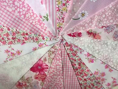 Handmade Fabric Bunting Pink Pastel Design 3 Lengths Vintage Shabby Chic • £6.50