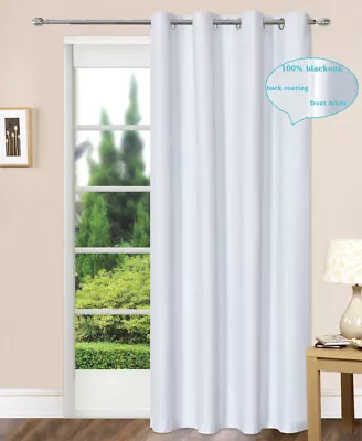 2PCS 100% Blackout Microfiber Coated Drapes Blockout Eyelet Curtain  White • $39.99