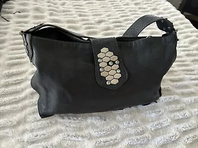 TYLIE MALIBU Black Leather Tote With Embellished Strap • $60