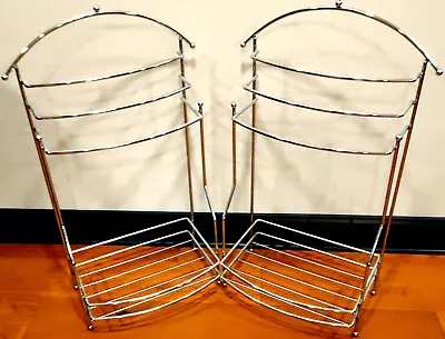 Two Freestanding Chrome Towel Racks 3 Tiers With Large Basket Bottom-Assembled • $59