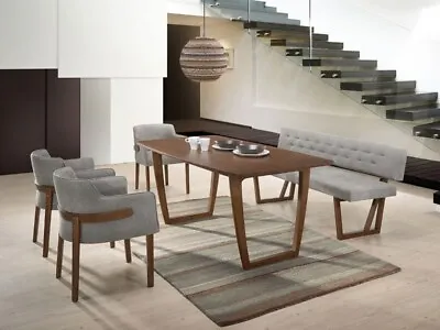 NEW Modern Walnut Brown Table & Gray Chairs Furniture - 6 Piece Dining Set ICV4 • $1815.86