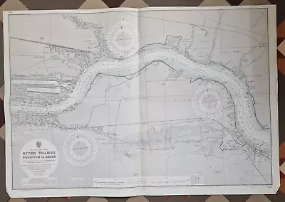 Vintage Admiralty Nautical Chart River Thames Woolwich To Erith No. 3191 (1954) • £9.99