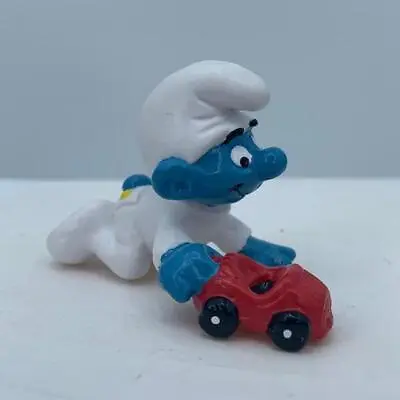 Smurfs 20215 Baby Smurf With Car Vintage Figure Toy Peyo PVC Figurine APPLAUSE • $19.97