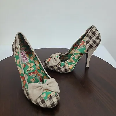 Dolce By Mojo Moxy Butterfly Pumps 7.5M Bow Multicolor Slip On Round Toe Heels  • $20.99