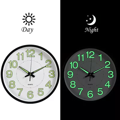£11.94 • Buy 30cm Round Numerals Illuminated Wall Clock Fluorescence Luminous Home Bedroom