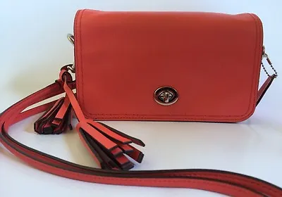 Coach Penny Legacy Crossbody Bag Coach Purse Pink Watermelon Leather Tassel • $79.99