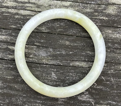 $124.99 • Buy 208ct Jade Bangle Vintage Jadeite Carved Bracelet Estate Nephrite White 74
