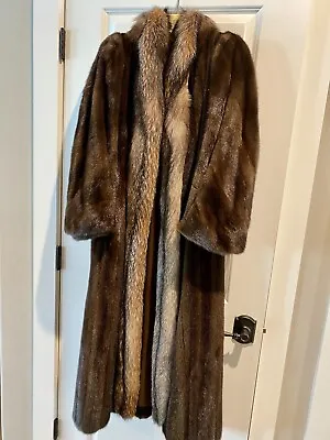 Full Length Mink Coat With Fox Tuxedo Trim. Worn 2x. Perfect Condition. • $2400