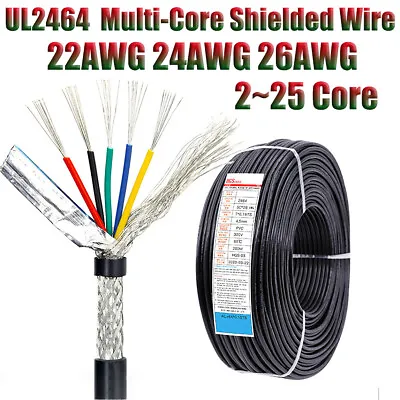 £3.02 • Buy 22AWG 24AWG 26AWG Multi-Core Shielded Wire Cable UL2464 Tinned Copper Audio Wire