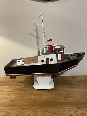 Hand Built Rc Tug Boat Vgc Display Sailing Pond Yacht Wooden 2ch Electric • £40