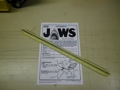 Vintage 1975 Game Of Jaws By Ideal Copy Of Original Instructions 2 Sided Page • $12