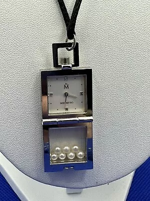 MIKIMOTO Pendant Watch NNS-372F Square White 7P Pearl Stainless Steel Quartz • $300