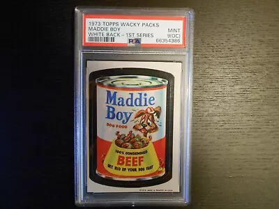 1973 Topps WACKY PACKAGES 1st Series Maddie Boy WHITE Back PSA 9 O/c (MINT) 💎 • $299