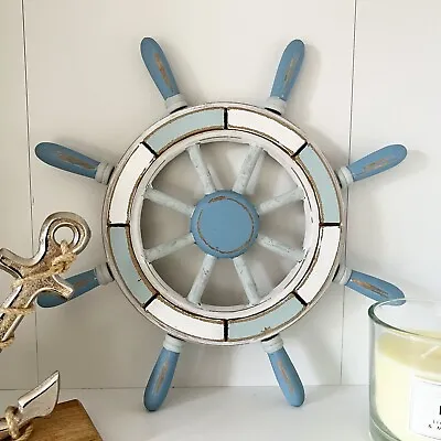 Wooden Ships Wheel Wall Decoration Nautical Home Hanging Pirate Art Seaside Boat • £24