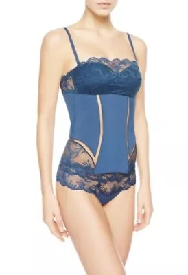 La Perla Zephyra Padded Lace Corset Bustier Size 4 Blue Intimates Sleepwear NWT • $799.99