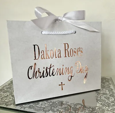 £3.25 • Buy Christening Gift Bag Personalised Name Small Favour Boy-Girl Keepsake Bag
