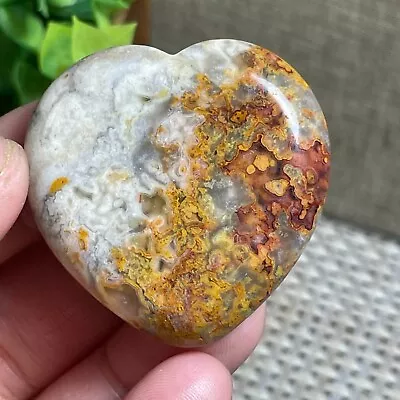 Rare MEXICAN CRAZY LACE Agate Crystal Heart Reiki Minerals Gemstone  23g A5447 • $0.60