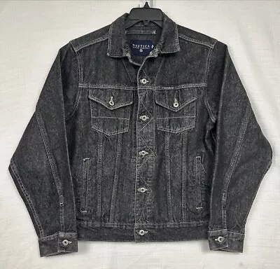 Vintage Y2K Nautica Black Denim Jacket - Made In USA - Mens Small • $20