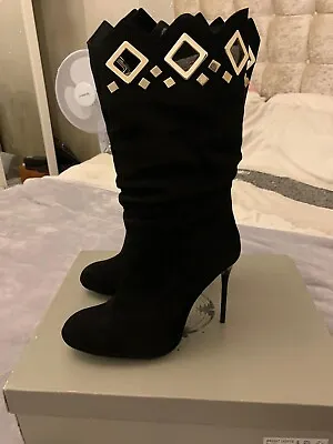 £90 • Buy Chloe Green, Brand New Black Suede Heeled Boots