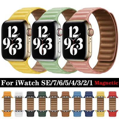 $12.99 • Buy For Apple Watch Leather Link Band Strap IWatch Series 7 6 5 4 3 SE 40 44 41 45mm