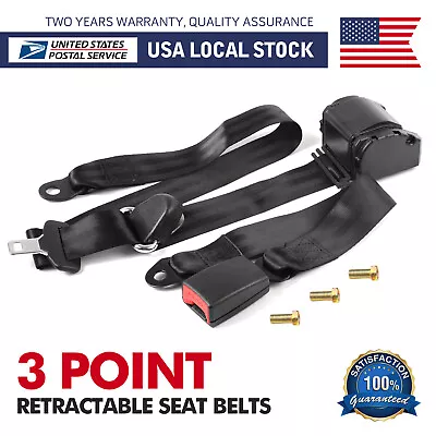 Retractable 3 Point Safety Seat Belt Straps Car Vehicle Adjustable Belt Set • $30.99