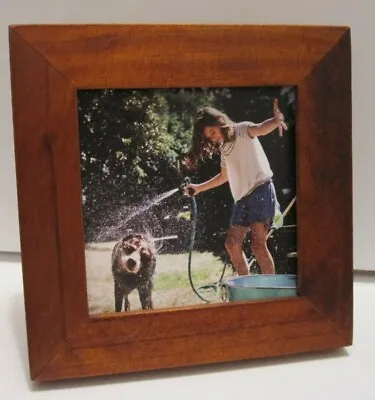 3X3 Walnut Wood Picture Photo Frame With Burlap Mat 2x2  • $10.99
