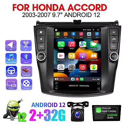 Android 12 9.7  Stereo Radio Carplay GPS Player 32GB For Honda Accord 2003-2007 • $186.98