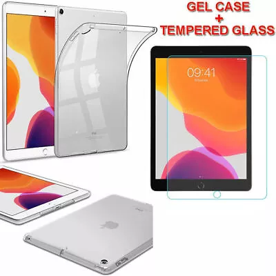 Gel Case Clear Silicone Back Cover For IPad 10.2 7th 8th 9th Generation & Glass • £3.99