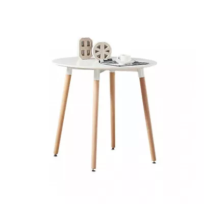 Halo Round Dining Table Black White Oak Retro Design Wood Legs - 80cm Diameter • £75