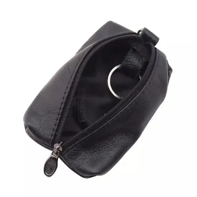 Unisex Soft Real Leather Pouch Coins Keys Money Holder Purse 2 Zips Wallet • £2.95