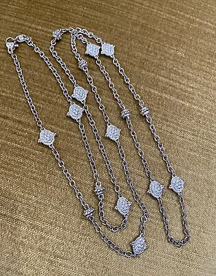 Judith Ripka 35  Long Pave Diamond Station Necklace In 18k White Gold -HM2258BB • $9200