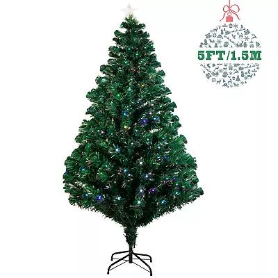 4-7FT Pre-Lit Artificial Christmas Tree Fiber Optic With Multicolor LED Lights • $68.61