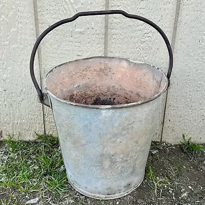 Vintage Farmhouse Bucket Galvanized Metal Pail • $27.99