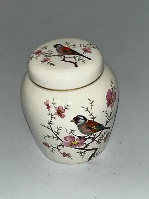 Royal Worcester Palissy Floral Finch Bird Lidded Storage Pot Jar Vase Decor #LH • £2.99