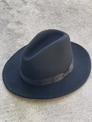 Stetson Fedora Black Hat One Size Med Vintage Felt • $74.95