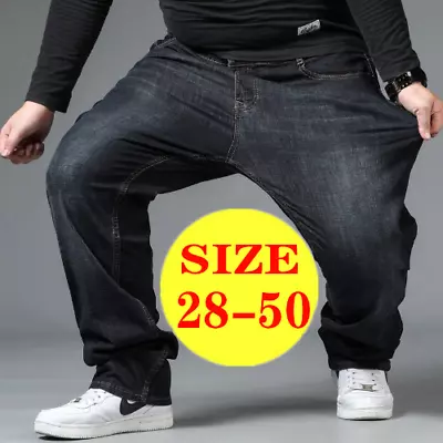 Mens Large Size Jeans  High Waist Trousers Plus Size Loose Trousers Denim Pants • $37.87