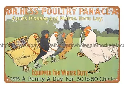 Dr Hess' Poultry Pan-A-Cea Chicken Metal Tin Sign Office Cantine Home Decor • $18.98