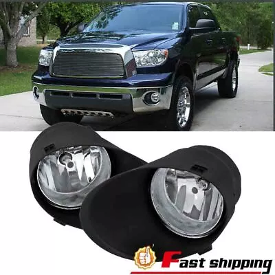Pair Fit 2007-2013 Toyota Tundra 2008-2011 Sequoia Bumper Clear Lens Fog Lights • $38