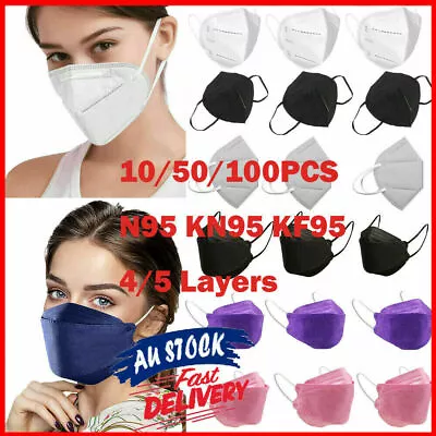 100PCS N95 KN95 P2 KF94 Certified Disposable Respirator 3D Face Masks 4/5Layer • $35.49