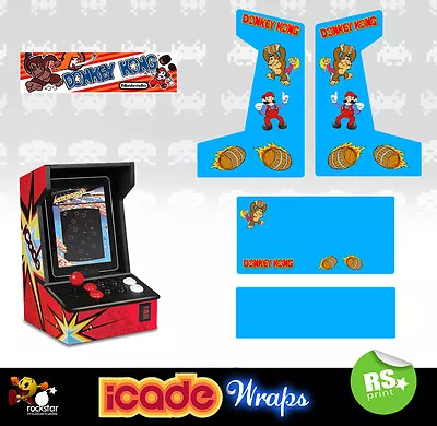 Icade Donkey Kong Full Set Arcade Artwork Graphics Sticker Sides Marquee Panels • £37.21