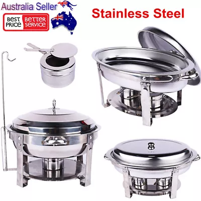 Stainless Steel Bain Marie Chafing Dishes Buffet Food Warmer Heater Pan Tray Set • $62.99