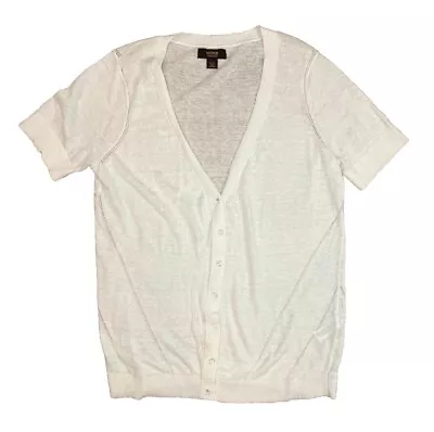 VÍCTOR ALFARO 100% LINEN 1/2 Button Up VNeck Short Sleeve Lightweight Cardigan L • $23.80