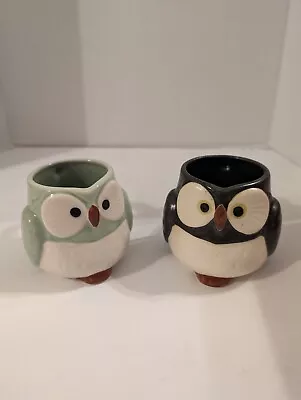 Kotobuki Set Of 2 Stoneware Owls Shape Mugs Cups Made In Japan VTG  • $19.80